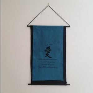 Hanging Boho Wall Art "Love" Chinese Character with Motivational Quote